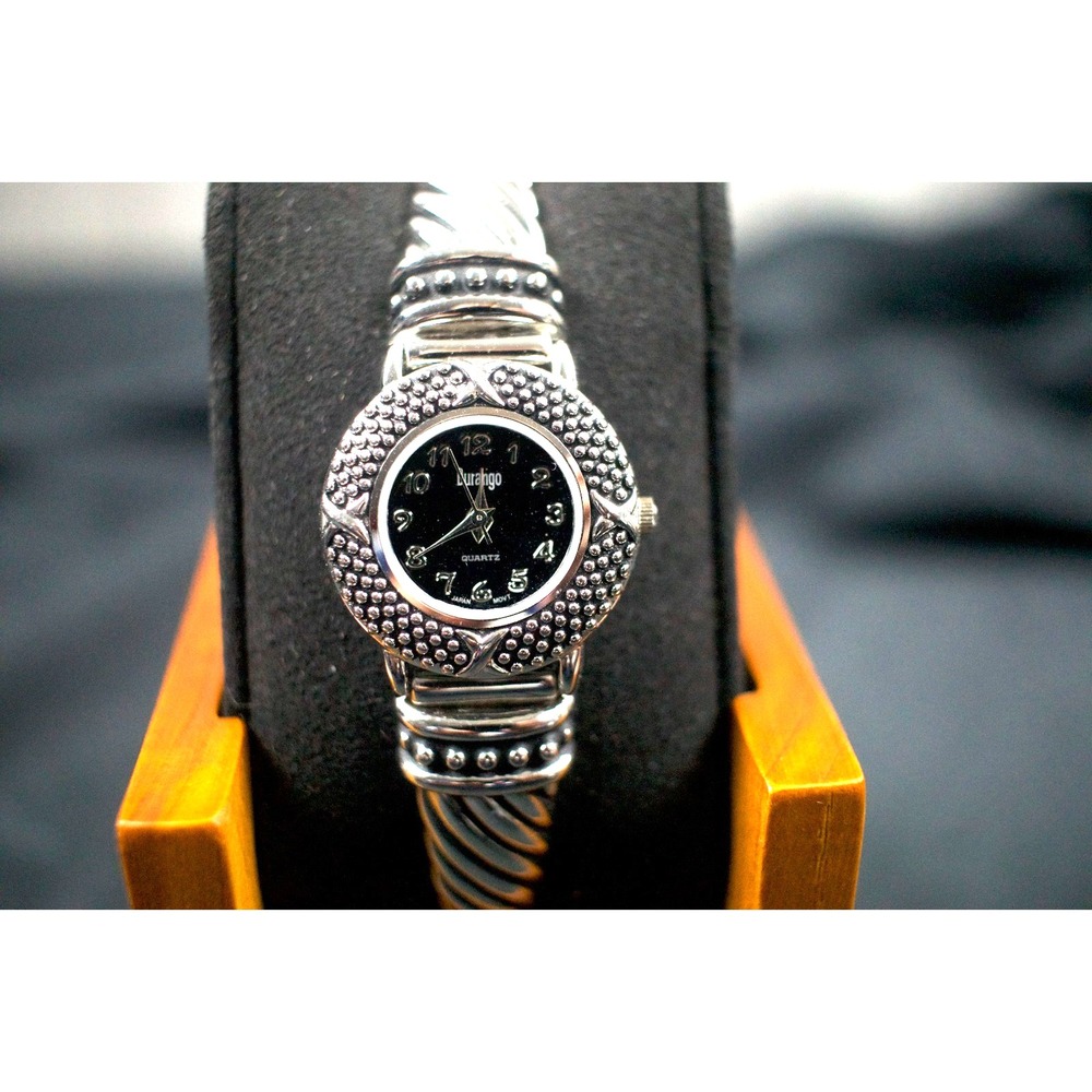 Durango Advance Womens Quartz Watch Silver Tone 26mm Black Dial Bracelet 44549W